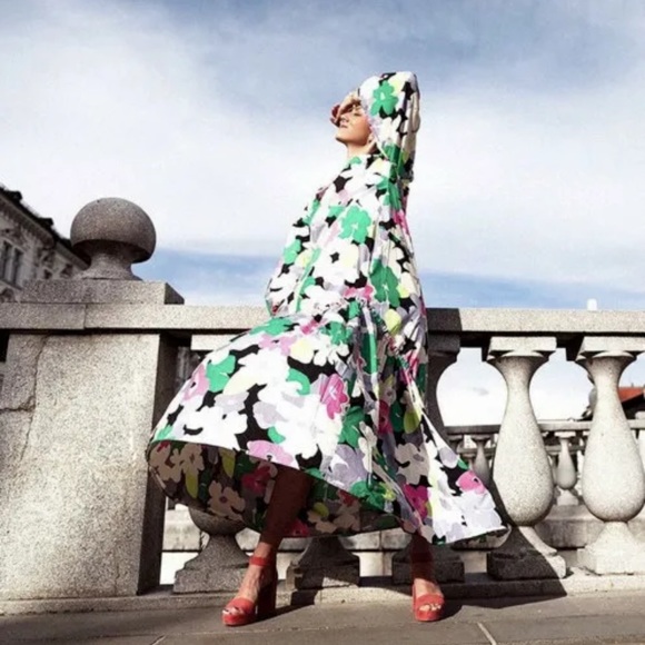 🦋 Bloggers Favorite 🦋 H&M X Rocky Barnes Floral Cotton Kaftan Maxi Dress Sz S - Picture 4 of 16